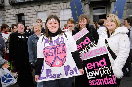 Striking against low pay