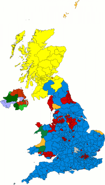 Landslide swathes of yellow and blue