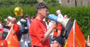 Colin Fox speaking at the 'Make Capitalism History' gathering in 2005.