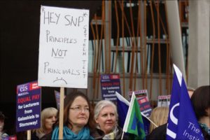 Demonstration outside the Scottish Parliament