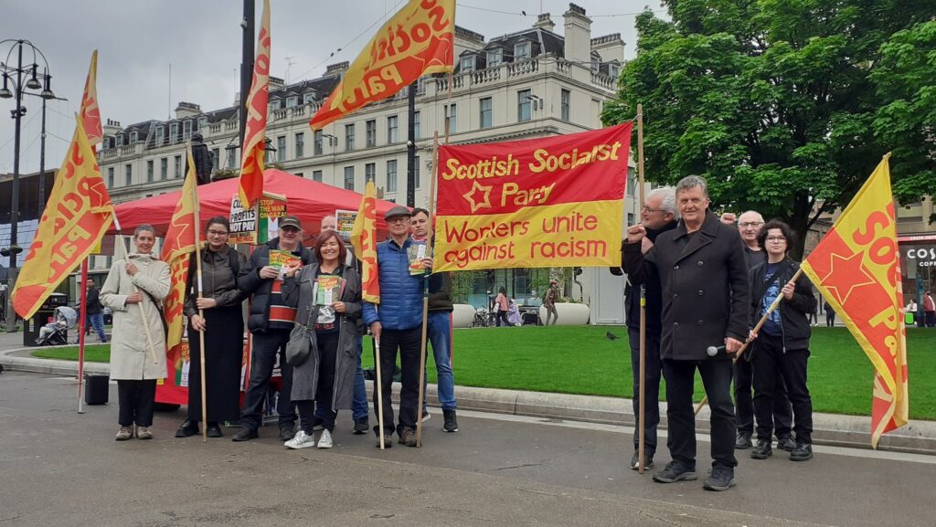 SSP members at the International Workers' Day parade in Glasgow, 6 May 2024